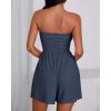 imageBTFBM Summer Womens Romper 2025 Strapless Tube Beach Vacation Clothes Ruffle Boho Loose Shorts Jumpsuits PocketsNavy