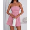 imageBTFBM Summer Womens Romper 2025 Strapless Tube Beach Vacation Clothes Ruffle Boho Loose Shorts Jumpsuits PocketsPink
