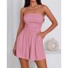 imageBTFBM Summer Womens Romper 2025 Strapless Tube Beach Vacation Clothes Ruffle Boho Loose Shorts Jumpsuits PocketsPink