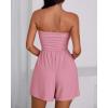imageBTFBM Summer Womens Romper 2025 Strapless Tube Beach Vacation Clothes Ruffle Boho Loose Shorts Jumpsuits PocketsPink