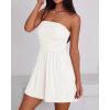 imageBTFBM Summer Womens Romper 2025 Strapless Tube Beach Vacation Clothes Ruffle Boho Loose Shorts Jumpsuits PocketsWhite