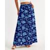 imageBTFBM Women Casual High Waist Wide Leg Pants Summer Floral Solid Long Palazzo Pants Lounge Beach Trousers with PocketPrint Dark Blue