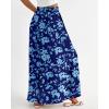 imageBTFBM Women Casual High Waist Wide Leg Pants Summer Floral Solid Long Palazzo Pants Lounge Beach Trousers with PocketPrint Dark Blue
