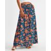 imageBTFBM Women Casual High Waist Wide Leg Pants Summer Floral Solid Long Palazzo Pants Lounge Beach Trousers with PocketPrint Dark Blue Orange