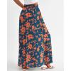 imageBTFBM Women Casual High Waist Wide Leg Pants Summer Floral Solid Long Palazzo Pants Lounge Beach Trousers with PocketPrint Dark Blue Orange