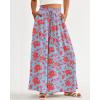 imageBTFBM Women Casual High Waist Wide Leg Pants Summer Floral Solid Long Palazzo Pants Lounge Beach Trousers with PocketPrint Light Blue Red