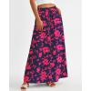 imageBTFBM Women Casual High Waist Wide Leg Pants Summer Floral Solid Long Palazzo Pants Lounge Beach Trousers with PocketPrint Navy Rose Red