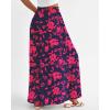 imageBTFBM Women Casual High Waist Wide Leg Pants Summer Floral Solid Long Palazzo Pants Lounge Beach Trousers with PocketPrint Navy Rose Red
