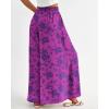 imageBTFBM Women Casual High Waist Wide Leg Pants Summer Floral Solid Long Palazzo Pants Lounge Beach Trousers with PocketPrint Purple
