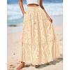 imageBTFBM Womens Boho Casual Skirts Summer 2025 Lace Embroidery Eyelet Elastic Waist Flowy Tiered ALine Beach Maxi SkirtBeige