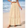 imageBTFBM Womens Boho Casual Skirts Summer 2025 Lace Embroidery Eyelet Elastic Waist Flowy Tiered ALine Beach Maxi SkirtBeige