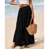 imageBTFBM Womens Boho Casual Skirts Summer 2025 Lace Embroidery Eyelet Elastic Waist Flowy Tiered ALine Beach Maxi SkirtBlack