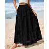 imageBTFBM Womens Boho Casual Skirts Summer 2025 Lace Embroidery Eyelet Elastic Waist Flowy Tiered ALine Beach Maxi SkirtBlack