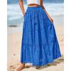imageBTFBM Womens Boho Casual Skirts Summer 2025 Lace Embroidery Eyelet Elastic Waist Flowy Tiered ALine Beach Maxi SkirtBlue