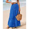 imageBTFBM Womens Boho Casual Skirts Summer 2025 Lace Embroidery Eyelet Elastic Waist Flowy Tiered ALine Beach Maxi SkirtBlue
