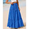 imageBTFBM Womens Boho Casual Skirts Summer 2025 Lace Embroidery Eyelet Elastic Waist Flowy Tiered ALine Beach Maxi SkirtBlue
