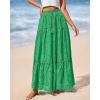 imageBTFBM Womens Boho Casual Skirts Summer 2025 Lace Embroidery Eyelet Elastic Waist Flowy Tiered ALine Beach Maxi SkirtGreen