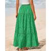imageBTFBM Womens Boho Casual Skirts Summer 2025 Lace Embroidery Eyelet Elastic Waist Flowy Tiered ALine Beach Maxi SkirtGreen