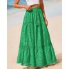 imageBTFBM Womens Boho Casual Skirts Summer 2025 Lace Embroidery Eyelet Elastic Waist Flowy Tiered ALine Beach Maxi SkirtGreen