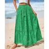 imageBTFBM Womens Boho Casual Skirts Summer 2025 Lace Embroidery Eyelet Elastic Waist Flowy Tiered ALine Beach Maxi SkirtGreen