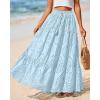 imageBTFBM Womens Boho Casual Skirts Summer 2025 Lace Embroidery Eyelet Elastic Waist Flowy Tiered ALine Beach Maxi SkirtLight Blue