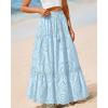 imageBTFBM Womens Boho Casual Skirts Summer 2025 Lace Embroidery Eyelet Elastic Waist Flowy Tiered ALine Beach Maxi SkirtLight Blue