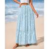 imageBTFBM Womens Boho Casual Skirts Summer 2025 Lace Embroidery Eyelet Elastic Waist Flowy Tiered ALine Beach Maxi SkirtLight Blue