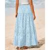 imageBTFBM Womens Boho Casual Skirts Summer 2025 Lace Embroidery Eyelet Elastic Waist Flowy Tiered ALine Beach Maxi SkirtLight Blue