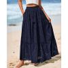 imageBTFBM Womens Boho Casual Skirts Summer 2025 Lace Embroidery Eyelet Elastic Waist Flowy Tiered ALine Beach Maxi SkirtNavy