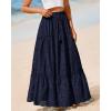 imageBTFBM Womens Boho Casual Skirts Summer 2025 Lace Embroidery Eyelet Elastic Waist Flowy Tiered ALine Beach Maxi SkirtNavy