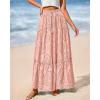 imageBTFBM Womens Boho Casual Skirts Summer 2025 Lace Embroidery Eyelet Elastic Waist Flowy Tiered ALine Beach Maxi SkirtPink