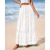 imageBTFBM Womens Boho Casual Skirts Summer 2025 Lace Embroidery Eyelet Elastic Waist Flowy Tiered ALine Beach Maxi SkirtWhite