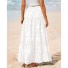 imageBTFBM Womens Boho Casual Skirts Summer 2025 Lace Embroidery Eyelet Elastic Waist Flowy Tiered ALine Beach Maxi SkirtWhite
