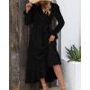 imageBTFBM Womens Boho Cocktail Maxi Dress Fall Fashion 2025 V Neck Long Sleeve Swiss Dot Flowy Slit Wedding Guest DressesSwiss Dot Black