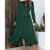 imageBTFBM Womens Boho Cocktail Maxi Dress Fall Fashion 2025 V Neck Long Sleeve Swiss Dot Flowy Slit Wedding Guest DressesSwiss Dot Dark Green
