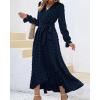 imageBTFBM Womens Boho Cocktail Maxi Dress Fall Fashion 2025 V Neck Long Sleeve Swiss Dot Flowy Slit Wedding Guest DressesSwiss Dot Navy