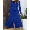 imageBTFBM Womens Boho Cocktail Maxi Dress Fall Fashion 2025 V Neck Long Sleeve Swiss Dot Flowy Slit Wedding Guest DressesSwiss Dot Royal Blue