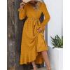 imageBTFBM Womens Boho Cocktail Maxi Dress Fall Fashion 2025 V Neck Long Sleeve Swiss Dot Flowy Slit Wedding Guest DressesSwiss Dot Yellow