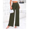 imageBTFBM Womens Casual Wide Leg Pants Summer Fall Clothes Pleated Elastic Waist Loose Palazzo Knit Trousers with PocketsArmy Green