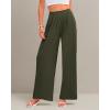 imageBTFBM Womens Casual Wide Leg Pants Summer Fall Clothes Pleated Elastic Waist Loose Palazzo Knit Trousers with PocketsArmy Green
