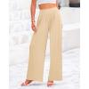 imageBTFBM Womens Casual Wide Leg Pants Summer Fall Clothes Pleated Elastic Waist Loose Palazzo Knit Trousers with PocketsBeige