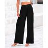 imageBTFBM Womens Casual Wide Leg Pants Summer Fall Clothes Pleated Elastic Waist Loose Palazzo Knit Trousers with PocketsBlack