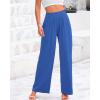 imageBTFBM Womens Casual Wide Leg Pants Summer Fall Clothes Pleated Elastic Waist Loose Palazzo Knit Trousers with PocketsBlue