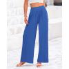 imageBTFBM Womens Casual Wide Leg Pants Summer Fall Clothes Pleated Elastic Waist Loose Palazzo Knit Trousers with PocketsBlue