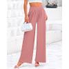 imageBTFBM Womens Casual Wide Leg Pants Summer Fall Clothes Pleated Elastic Waist Loose Palazzo Knit Trousers with PocketsDusty Pink