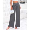 imageBTFBM Womens Casual Wide Leg Pants Summer Fall Clothes Pleated Elastic Waist Loose Palazzo Knit Trousers with PocketsGrey
