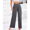 imageBTFBM Womens Casual Wide Leg Pants Summer Fall Clothes Pleated Elastic Waist Loose Palazzo Knit Trousers with PocketsGrey