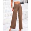 imageBTFBM Womens Casual Wide Leg Pants Summer Fall Clothes Pleated Elastic Waist Loose Palazzo Knit Trousers with PocketsKhaki