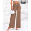 imageBTFBM Womens Casual Wide Leg Pants Summer Fall Clothes Pleated Elastic Waist Loose Palazzo Knit Trousers with PocketsKhaki