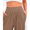 imageBTFBM Womens Casual Wide Leg Pants Summer Fall Clothes Pleated Elastic Waist Loose Palazzo Knit Trousers with PocketsKhaki